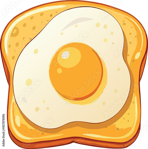 Premium Vector Illustration of a Golden Fried Egg on Toast – Ideal for Breakfast Menus, Culinary Blogs, Food Advertisements, and Healthy Lifestyle Branding