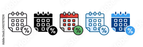 Tax Day Icon Set Multiple Style Collection
