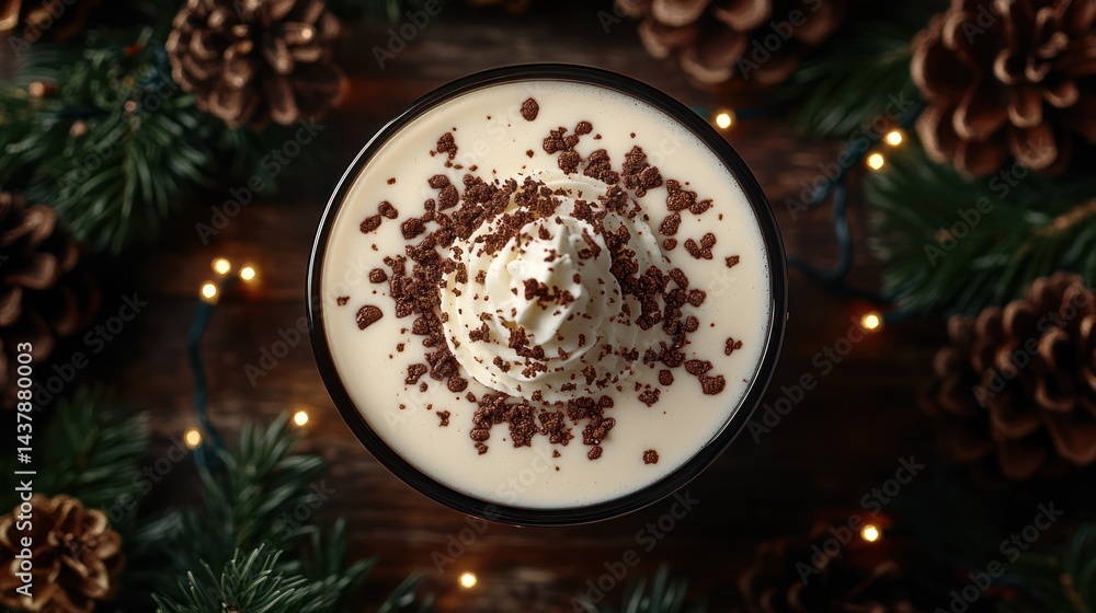 Creamy winter drink with whipped cream Creamy winter drink with whipped cream