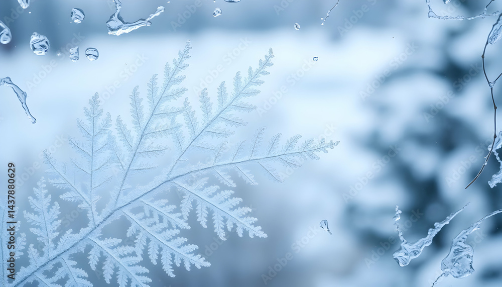 Frozen Winter Branch On Window Frozen Winter Branch On Window