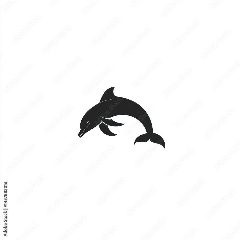 Fototapeta premium Leaping dolphin, ocean background, marine wildlife, nature icon
