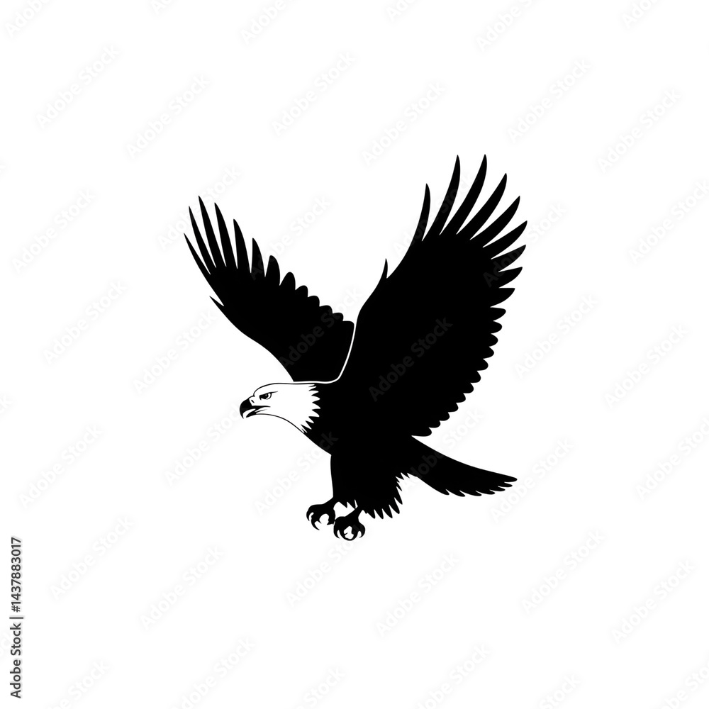 Fototapeta premium Eagle illustration featuring a bird in flight with spread wings and sharp talons