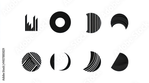 Abstract geometric shapes, design elements, white background, graphic design resource