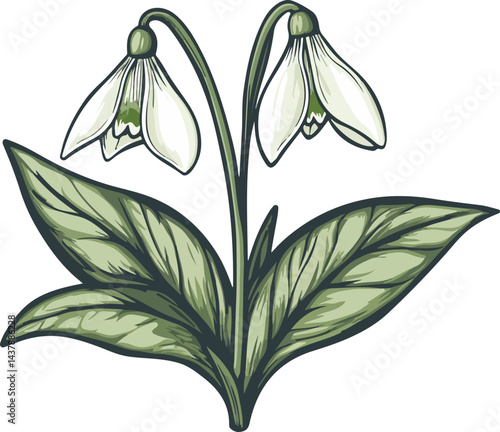 illustration of snowdrop flowers