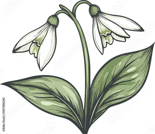 illustration of snowdrop flowers
