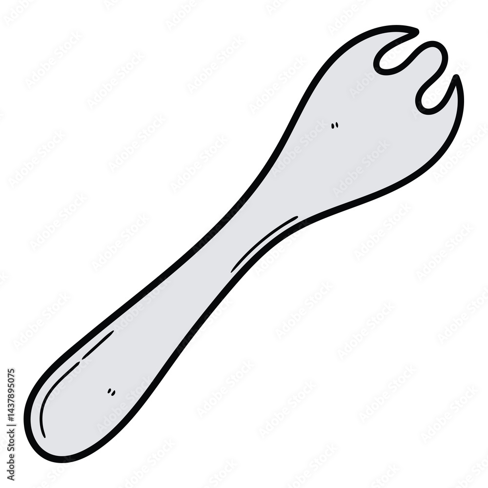Hand drawn cartoon fork on white background. Hand drawn cartoon fork on white background.