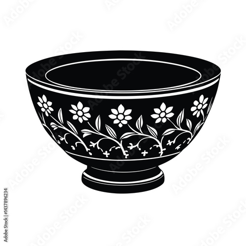 Qing Dynasty Porcelain Bowl With Famille Noire Pattern