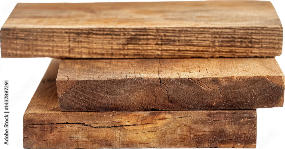 Fototapeta premium Stacked wooden planks in warm tones