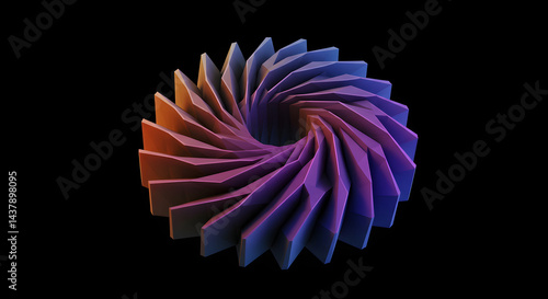 Abstract 3D Geometric Structure With Repeating Pattern On Dark Background