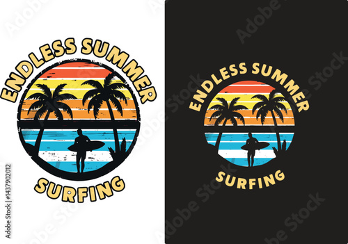 Endless summer surfing vector illustration
