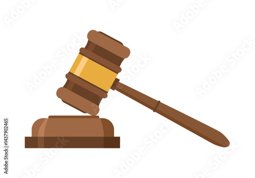 Judge Wood Hammer's auction, court. Wooden judicial ceremonial gavel of the chairman with a figured handle, for passing sentences and bills, court, justice, with a wooden stand.