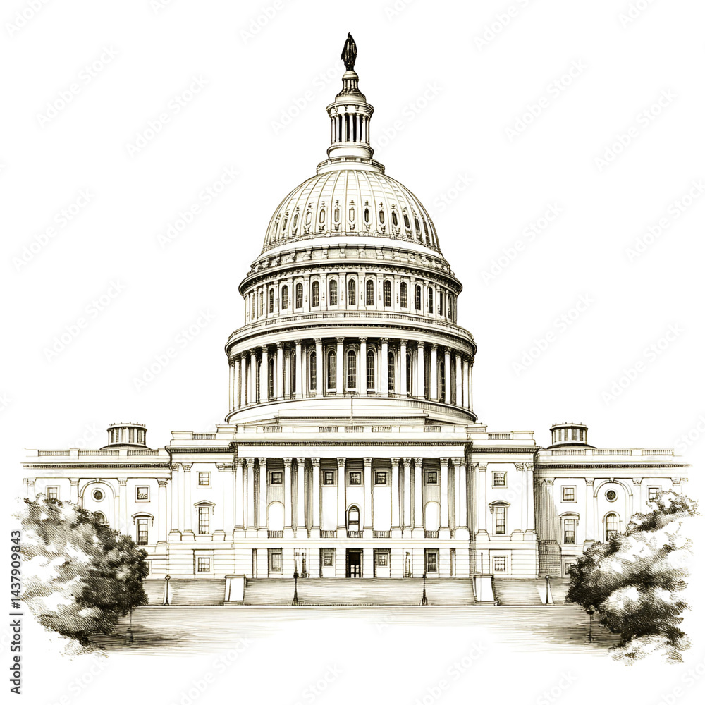 Monochrome capitol building model Monochrome capitol building model