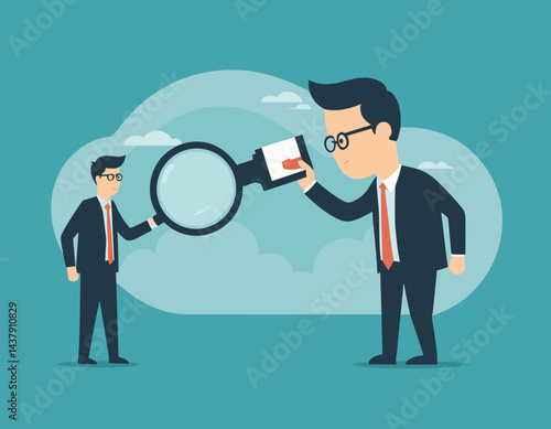 Job search, employee finding new job, career opportunity, employment or recruitment, applicant or candidate search online website concept, businessman magnifying glass searching for new job.