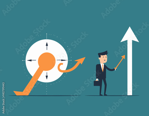 Change direction or career path for best opportunity, turn or transform to different direction, choice or alternative way to progress concept, businessman draw new arrow metaphor of change direction.