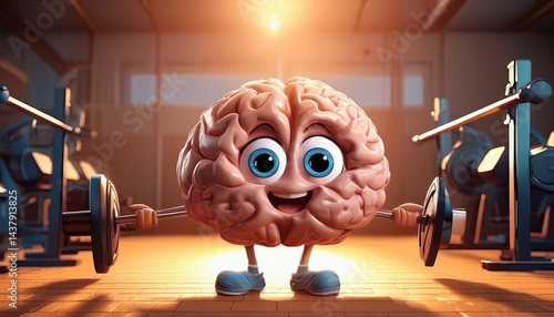funny symbol character brain at gym hardy creative psychology design exercise training muscle