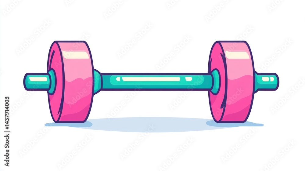 Obraz premium Pink dumbbell, fitness, gym, workout, exercise, vector illustration, white background, healthy lifestyle