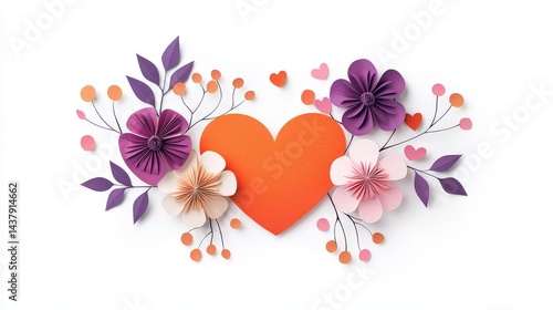 Wallpaper Mural Hand-cut paper heart designs in layered textures and warm hues, placed flat against white Torontodigital.ca