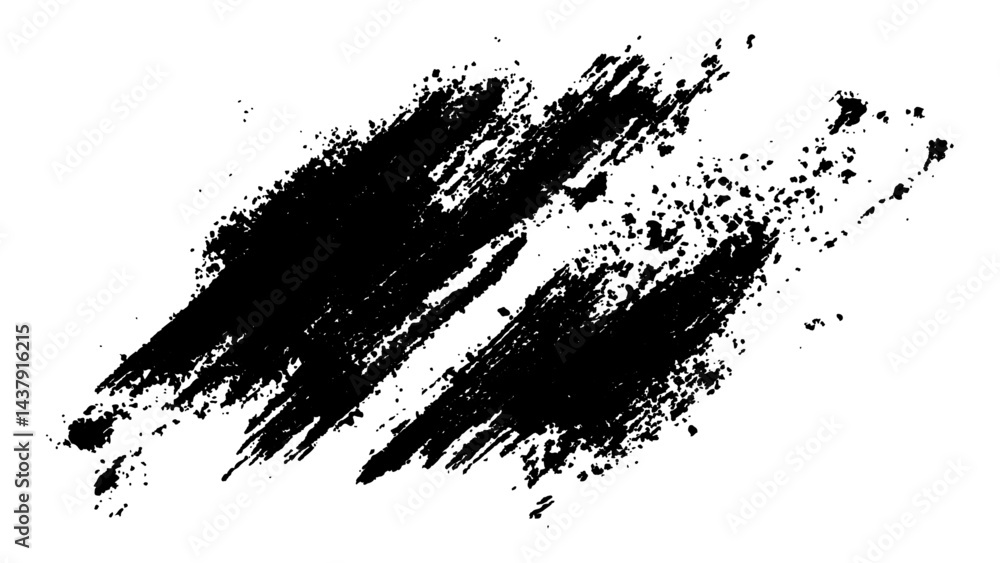 Vector simple black brush strokes on a white background. Abstract black in splash, paint, brush strokes, stain grunge isolated on white background,