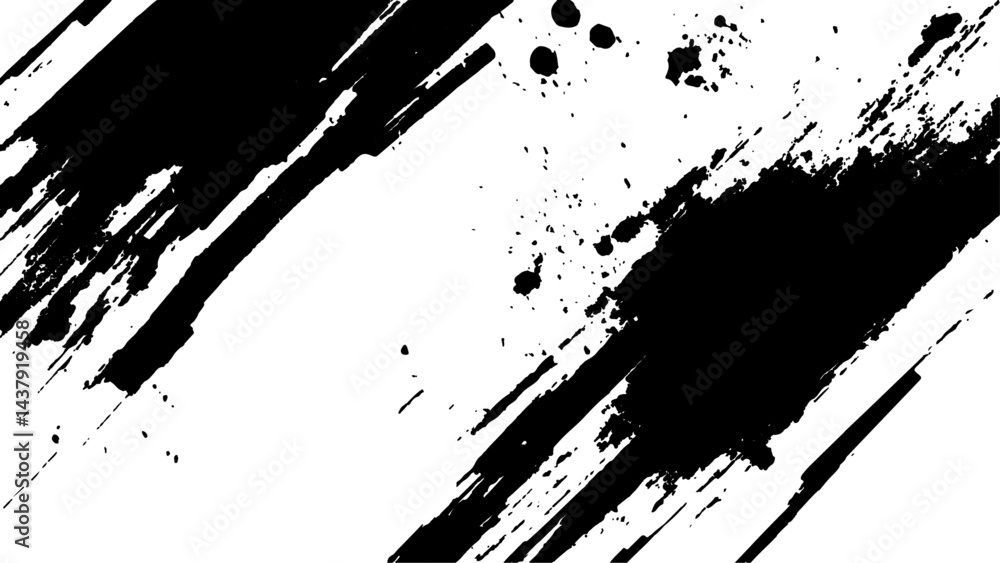 Naklejka premium Vector grunge brush strokes texture. Modern paintbrush grunge. Vector grunge texture. Grunge black and white texture of black brush strokes on white paper or background. A black and white painting. 
