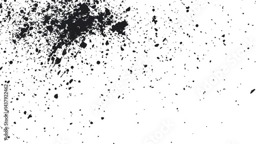 Dirt dust texture isolated on white background, top view. Black dust with effect fragments explosion isolated on white background and texture, 