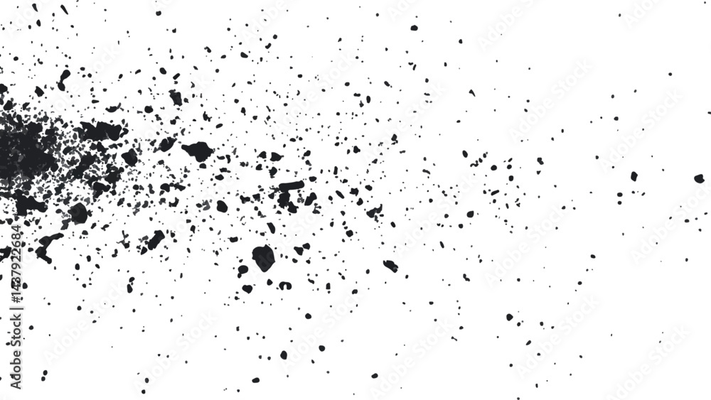 Dirt dust texture isolated on white background, top view. Black dust with effect fragments explosion isolated on white background and texture, Dirt dust texture isolated on white background, top view. Black dust with effect fragments explosion isolated on white background and texture,