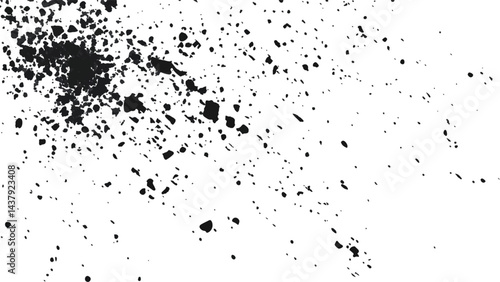 Dirt dust texture isolated on white background, top view. Old dusty grain film overlay. Scratched dotted texture. 