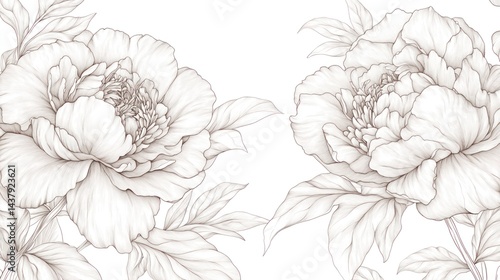 Wallpaper Mural Elegant monochrome peony floral design background Torontodigital.ca