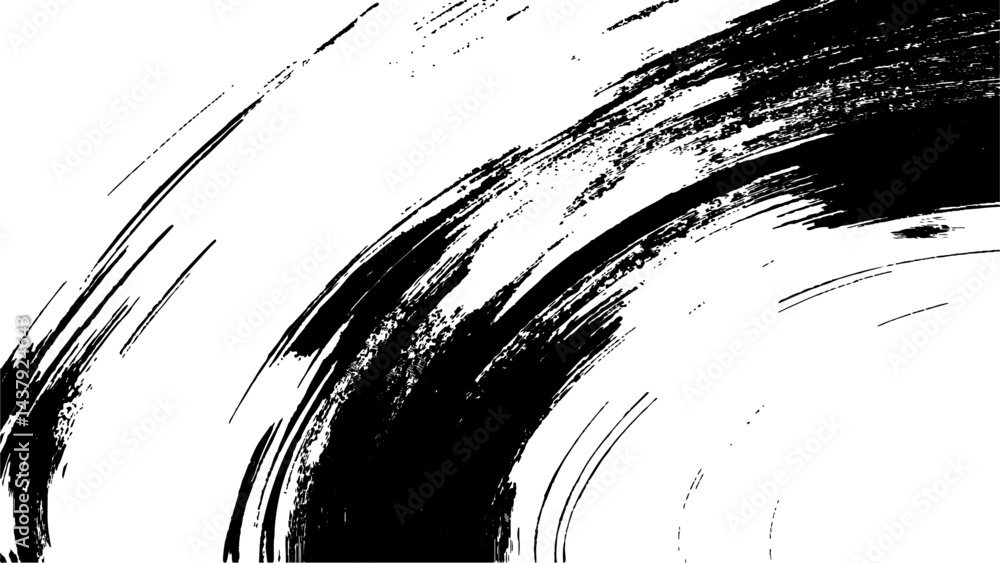 Fototapeta premium Grunge czarno-biała miejska tekstura wektorowa. projekt pociągnięcia pędzla. Tekstura nakładki. Wyblakła czarno-biała farbowana tekstura papieru. Szkic grunge design. Użyj do plakatu, okładki, banera, makiety, układu naklejek.