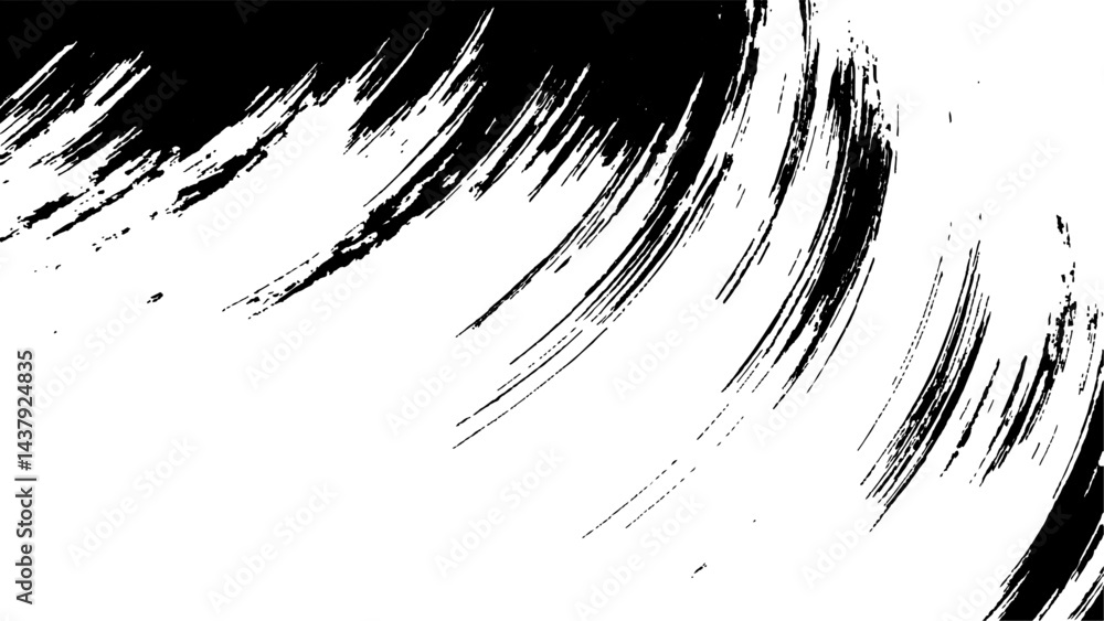 Fototapeta premium Grunge czarno-biała miejska tekstura wektorowa. projekt pociągnięcia pędzla. Tekstura nakładki. Wyblakła czarno-biała farbowana tekstura papieru. Szkic grunge design. Użyj do plakatu, okładki, banera, makiety, układu naklejek.