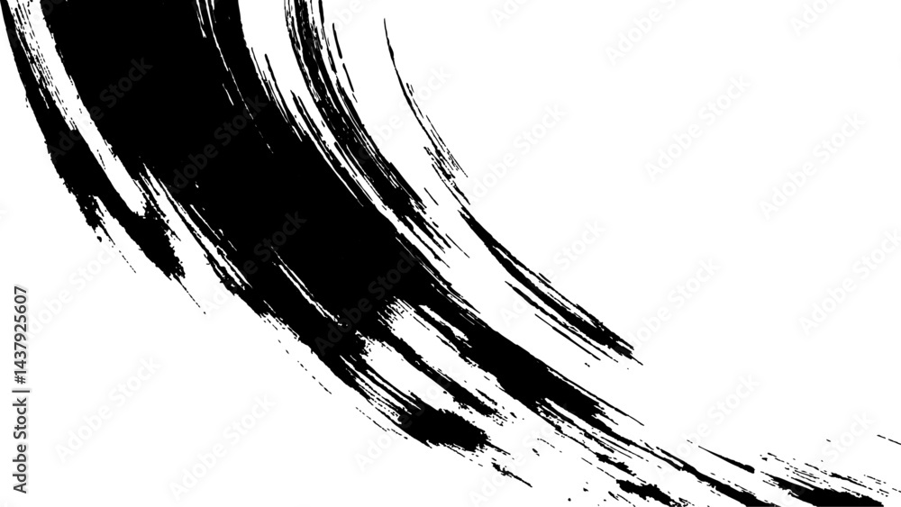 Naklejka premium Grunge black and white urban vector texture. design brush strokes. Overlay texture. Faded black-white dyed paper texture. Sketch grunge design. Use for poster, cover, banner, mock-up, stickers layout.