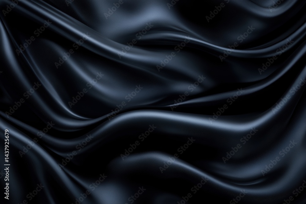 Dark, luxurious, flowing black fabric. Draped, smooth, elegant folds Dark, luxurious, flowing black fabric. Draped, smooth, elegant folds