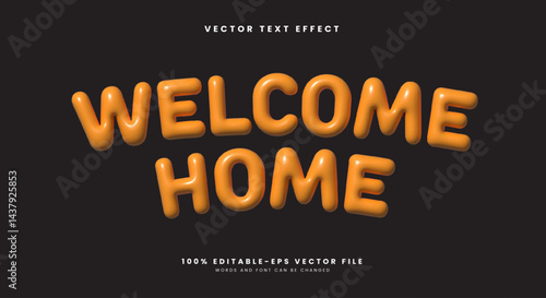 Welcome Home 3D Inflated Style editable text effect Template Suitable for Festival theme