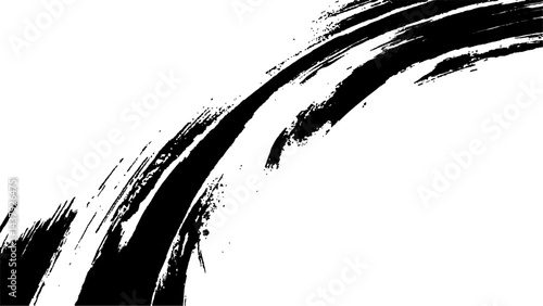 Vector grunge texture. Black paint isolated on white background. Black brush strokes sweep across a pristine white background,	