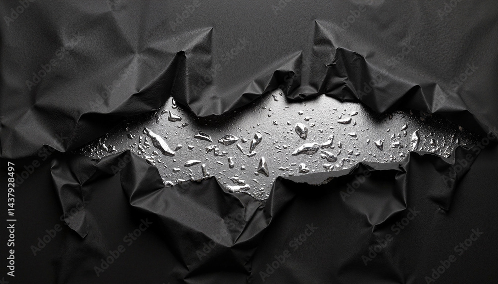 Torn Paper Effect, Black Friday with Silver Liquid Texture