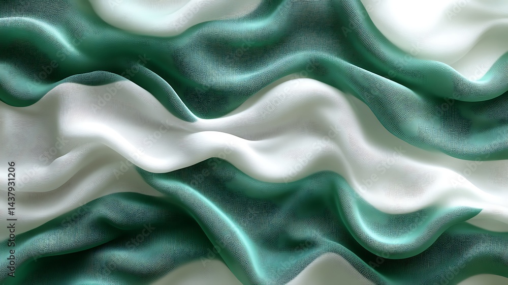 Obraz premium Waving Green White Flag Fabric.