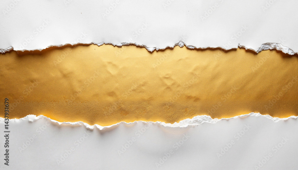 Torn Paper Effect Revealing Golden Layer, Abstract Background
