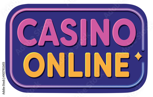 Bright neon vector text Casino online in frame