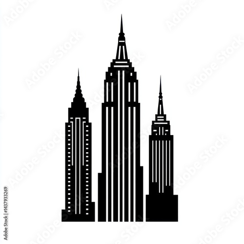 NYC Skyline Iconic skyscrapers, daytime view, clear sky, city background, ideal for travel brochures