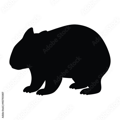 Silhouette of wombat animal vector art illustration image black isolated on white background