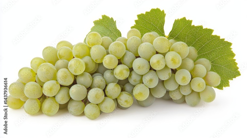 Fresh green grapes on a vine with leaves. Sauvignon Blanc Day Fresh green grapes on a vine with leaves. Sauvignon Blanc Day
