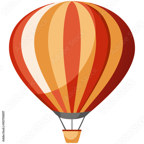 Colorful hot air balloon illustration in red and orange tones