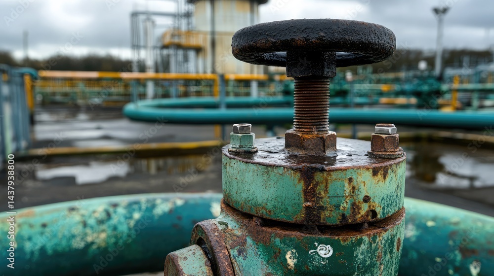 Close-up of tap threads and valve, focusing on industrial utility design