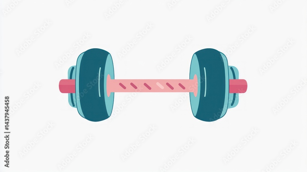 Obraz premium Teal dumbbell, fitness, exercise, gym, workout, weightlifting, healthy lifestyle, illustration