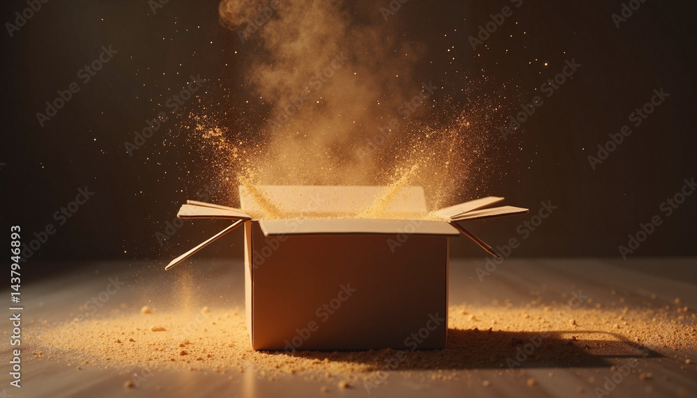 Product Packaging Box Exploding with Dust for Black Friday