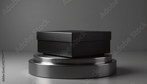 Obraz na płótnie Black Product Packaging Box on Display for Black Friday Sale w salonie