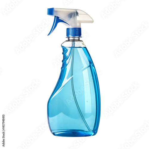 Blue glass cleaner spray bottle