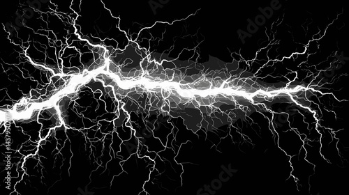 モノクロームで描かれた稲妻のベクターイラスト
