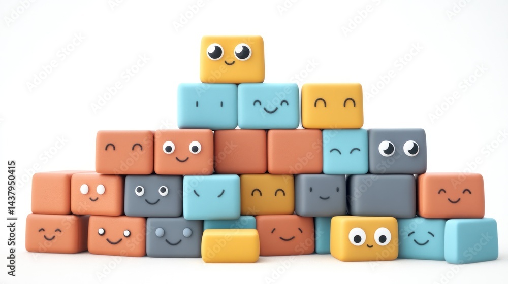 Obraz premium Colorful, happy blocks stacked in a pyramid