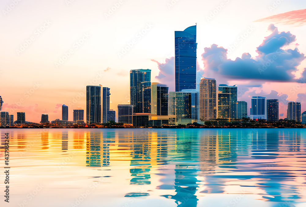 Obraz premium singapore skyline at sunset big cities