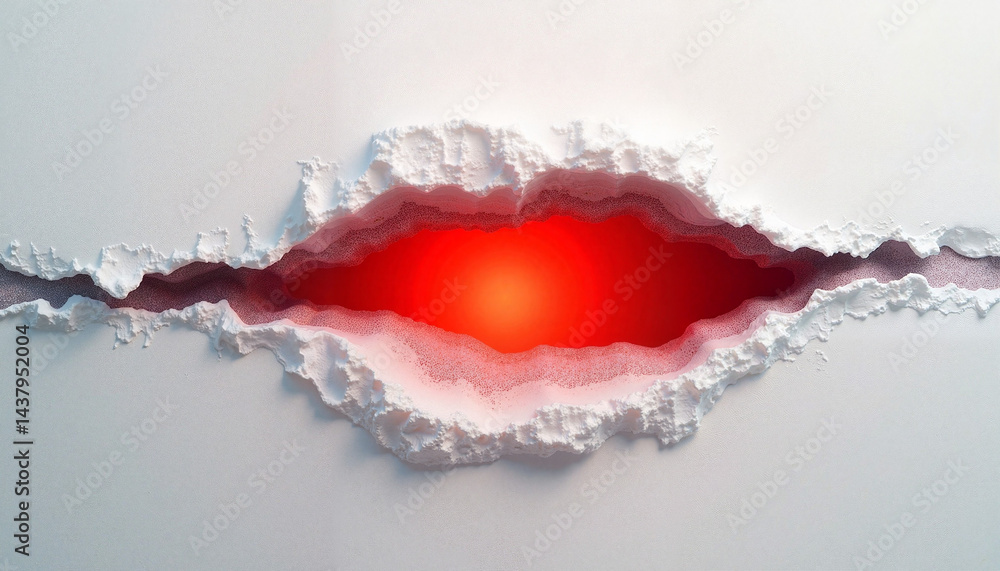 Torn Paper Effect, Black Friday - Red Glow Against White Background